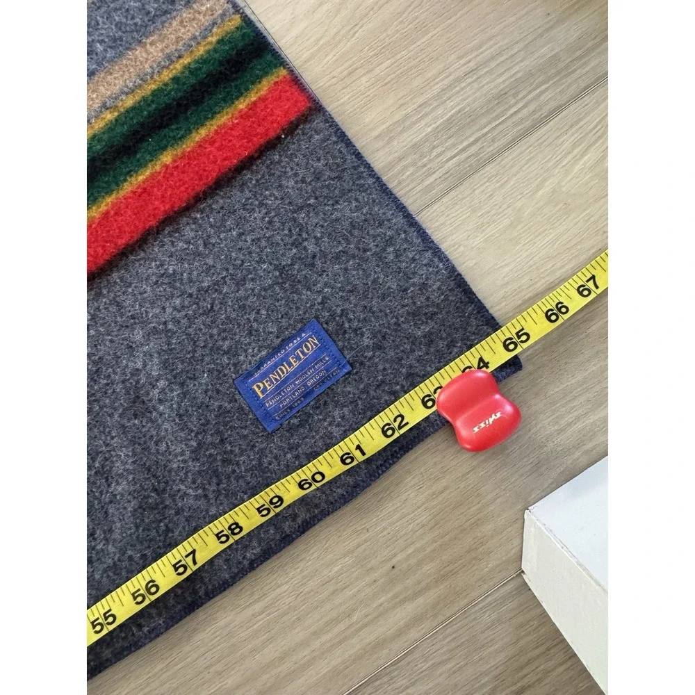 Pendleton Yakima Camp Blanket Blue W/Stripes 86% Wool 14% Cotton 65
